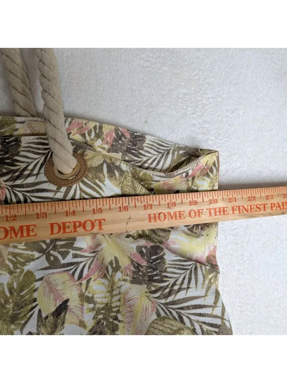 Margaritaville Tropical Print Canvas Tote Bag With Rope Handles & Faux Leather B - Picture 5 of 11
